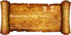 Neuberger Dénes névjegykártya